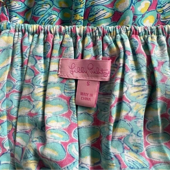 Lilly Pulitzer Kalen Clam Patterned Blue & Pink Ruffle Dress - Picture 10 of 10